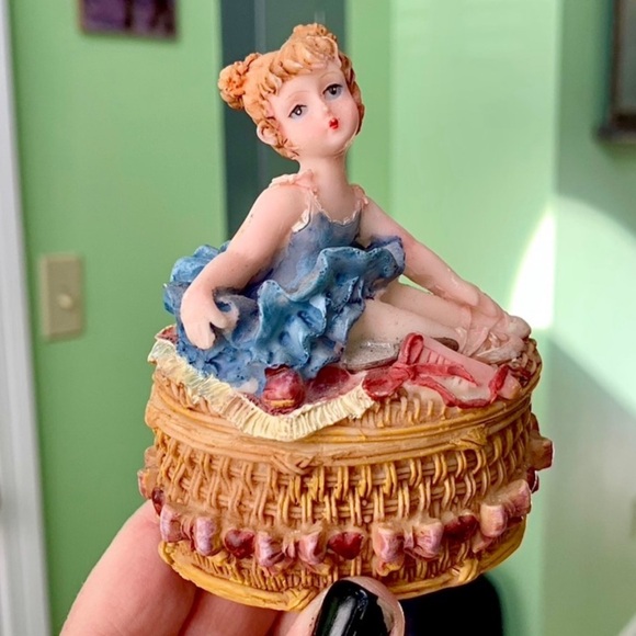 Other - Vintage Little Ballerina Girl Figurine Collectible Jewelry Box Holder